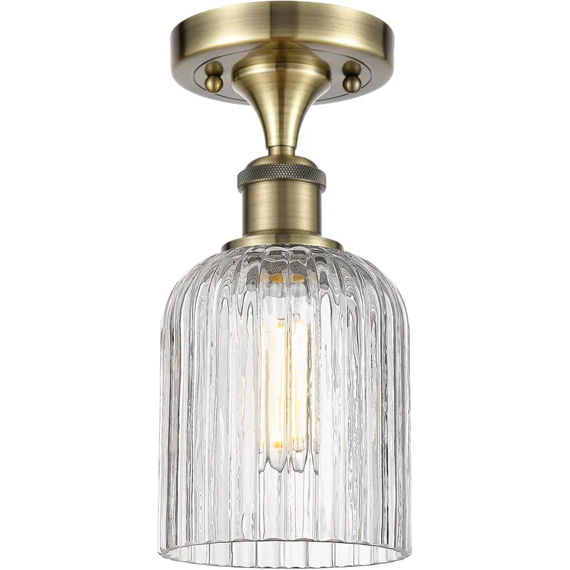 Bridal Veil 1 Light 5 inch Antique Brass Semi-Flush Mount Ceiling Light in Clear