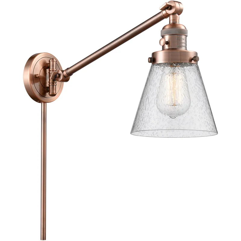 Small Cone 21 inch 60.00 watt Antique Copper Swing Arm Wall Light, Franklin Restoration