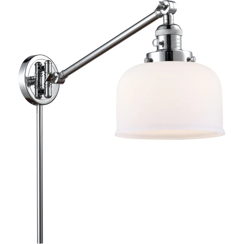Large Bell 21 inch 60.00 watt Polished Chrome Swing Arm Wall Light, Franklin Restoration