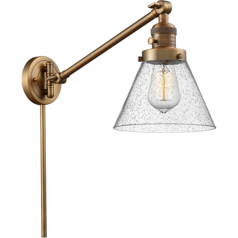 Large Cone 30 inch 60.00 watt Brushed Brass Swing Arm Wall Light, Franklin Restoration