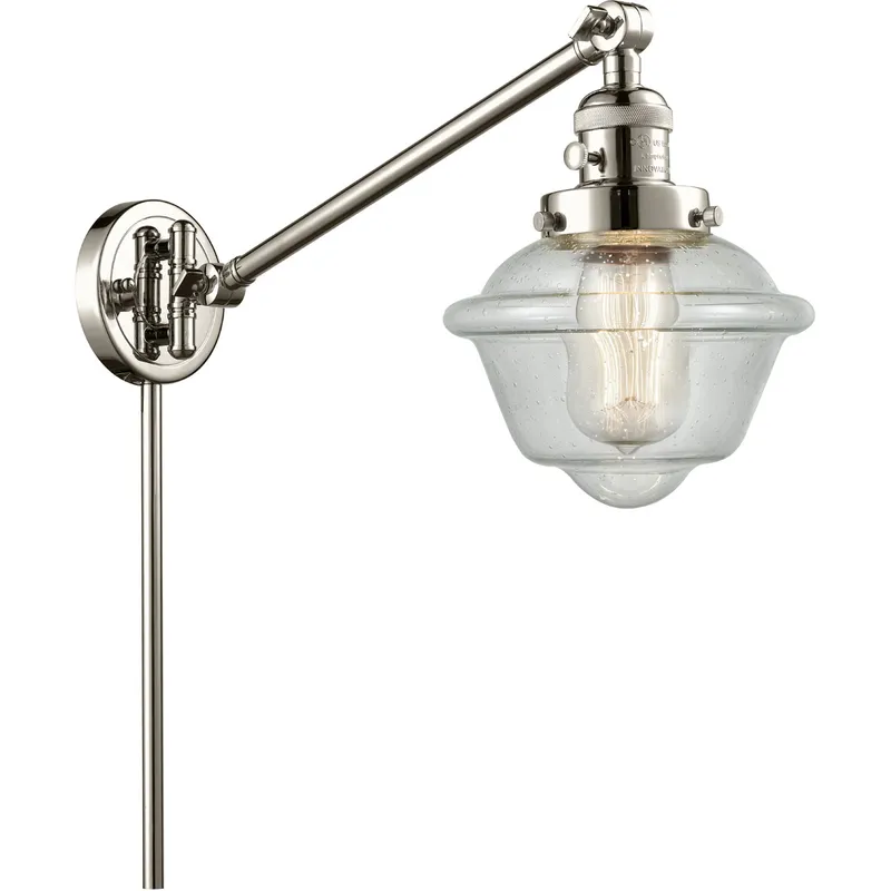 Small Oxford 30 inch 60.00 watt Polished Nickel Swing Arm Wall Light, Franklin Restoration