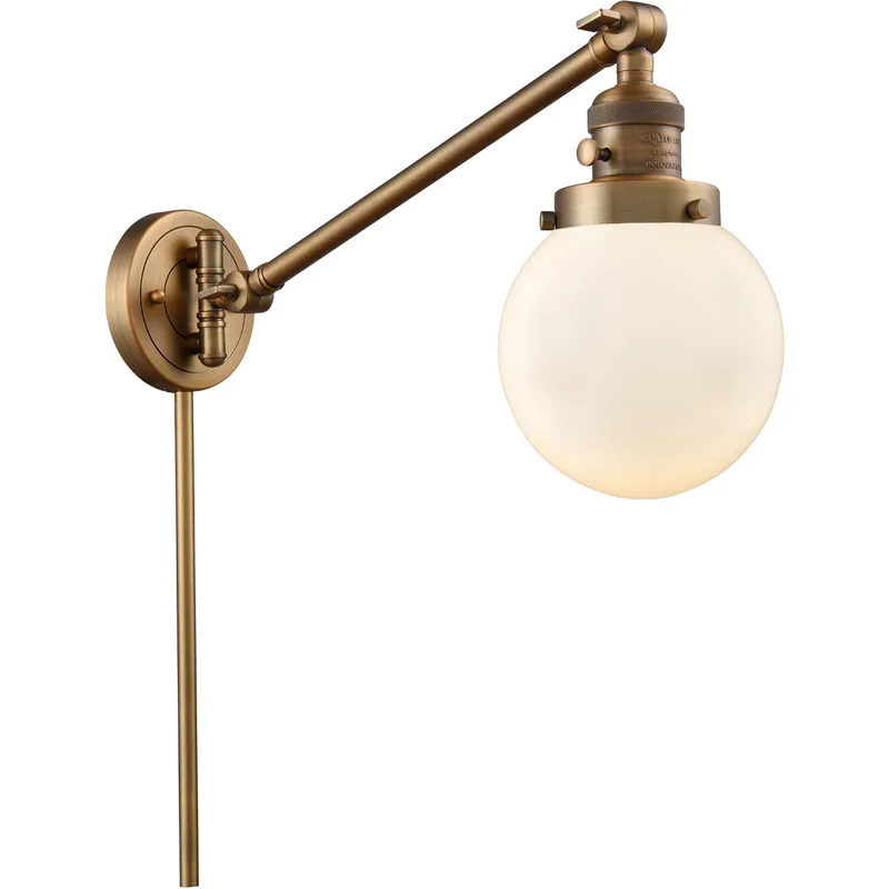 Beacon 21 inch 60.00 watt Brushed Brass Swing Arm Wall Light, Franklin Restoration