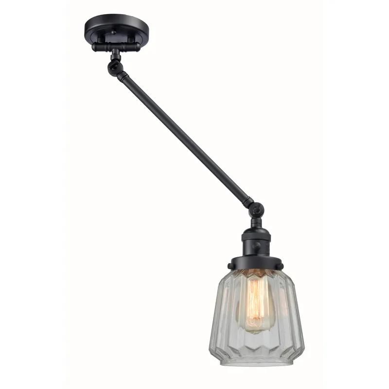 Chatham 35 inch 60.00 watt Matte Black Swing Arm Wall Light, Franklin Restoration
