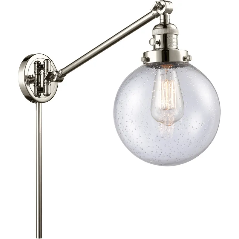 Large Beacon 21 inch 60.00 watt Polished Nickel Swing Arm Wall Light, Franklin Restoration