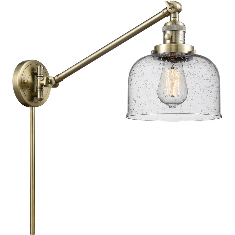 Large Bell 21 inch 3.50 watt Antique Brass Swing Arm Wall Light, Franklin Restoration