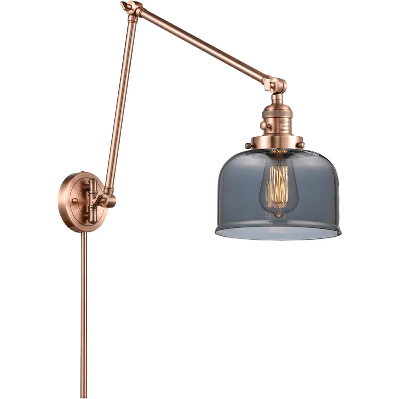 Large Bell 30 inch 3.50 watt Antique Copper Swing Arm Wall Light, Franklin Restoration