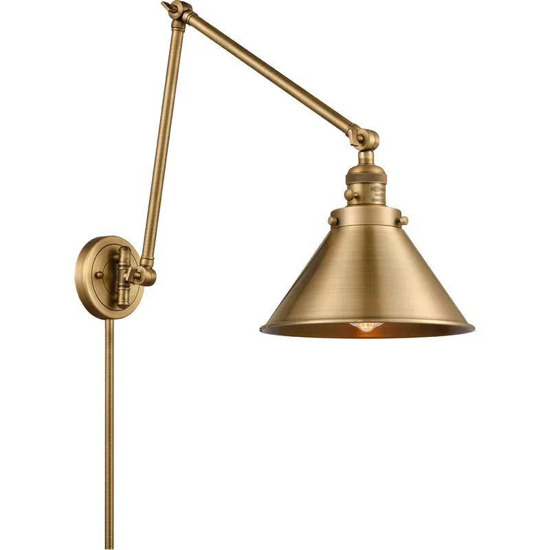 Briarcliff 30 inch 100 watt Brushed Brass Swing Arm Wall Light, Franklin Restoration