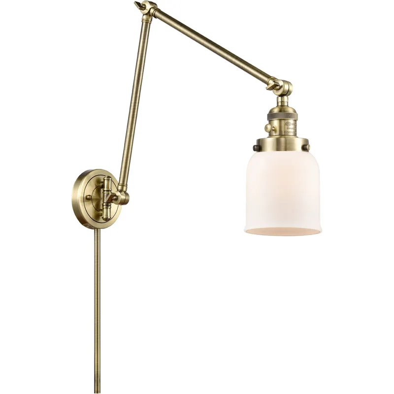 Small Bell 30 inch 60.00 watt Antique Brass Swing Arm Wall Light, Franklin Restoration