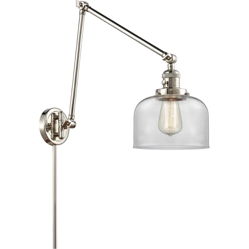 Large Bell 30 inch 3.50 watt Polished Nickel Swing Arm Wall Light, Franklin Restoration