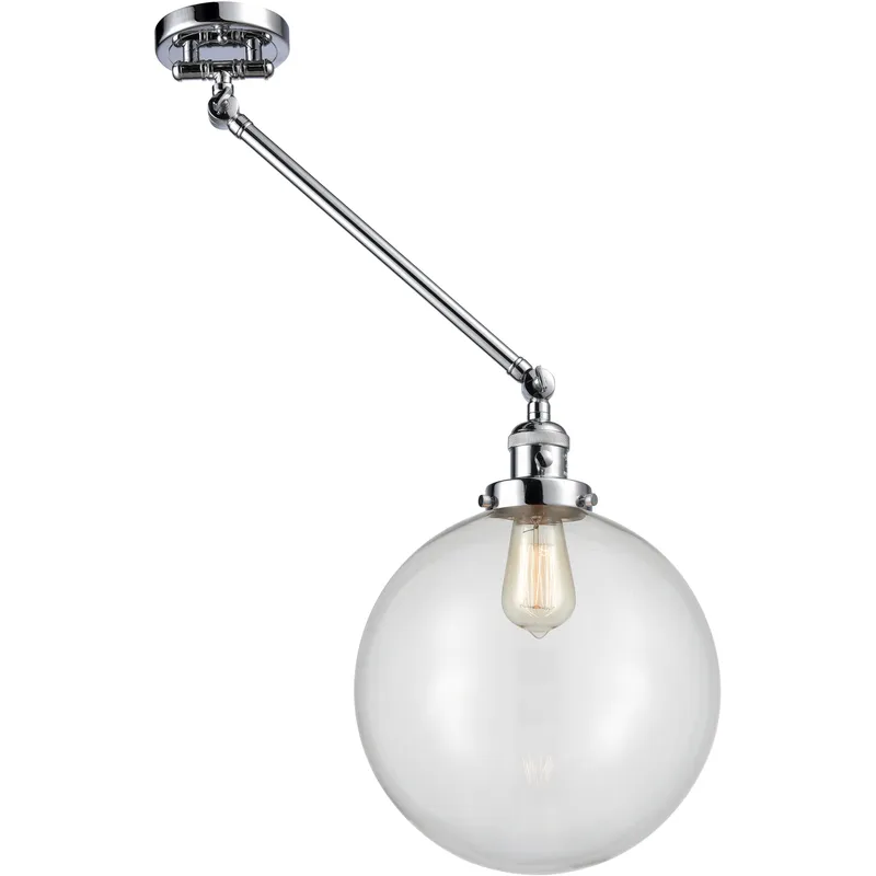 XX-Large Beacon 20 inch 100 watt Polished Chrome Swing Arm Wall Light in Clear Glass, Franklin Restoration