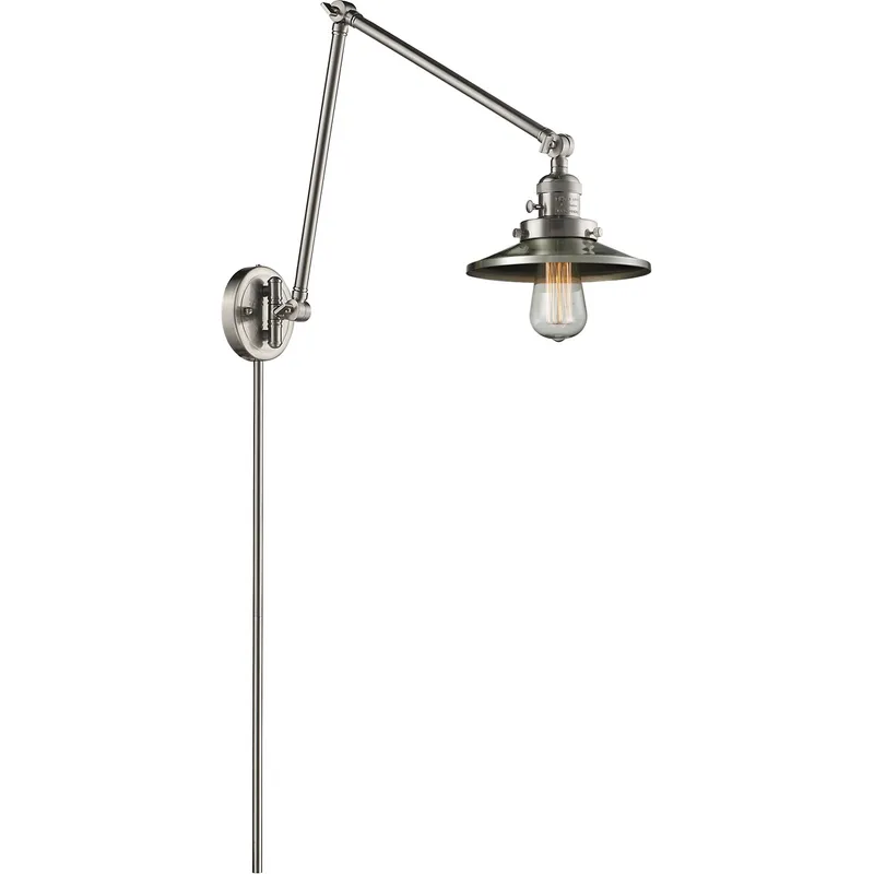 Railroad 30 inch 3.50 watt Satin Nickel Swing Arm Wall Light, Franklin Restoration