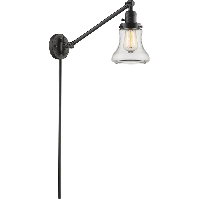 Bellmont 35 inch 3.5 watt Oil Rubbed Bronze Swing Arm Wall Light in Clear Glass, Franklin Restoration