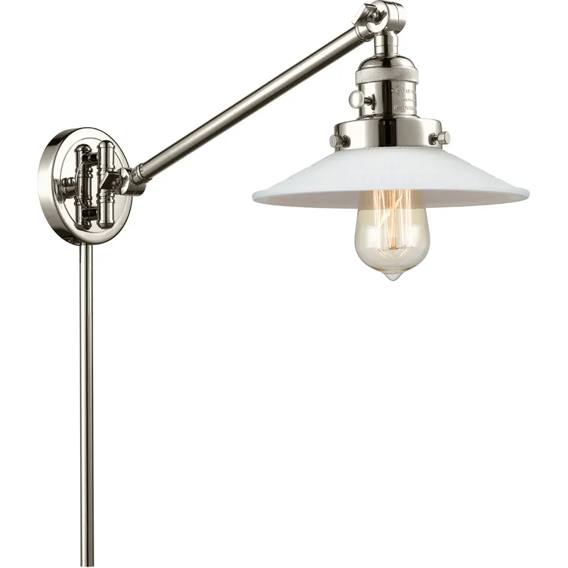 Halophane 21 inch 3.50 watt Polished Nickel Swing Arm Wall Light, Franklin Restoration