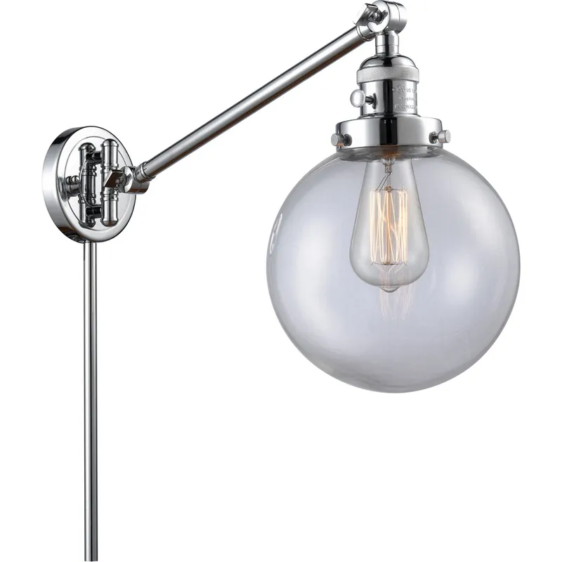 Large Beacon 21 inch 60.00 watt Polished Chrome Swing Arm Wall Light, Franklin Restoration