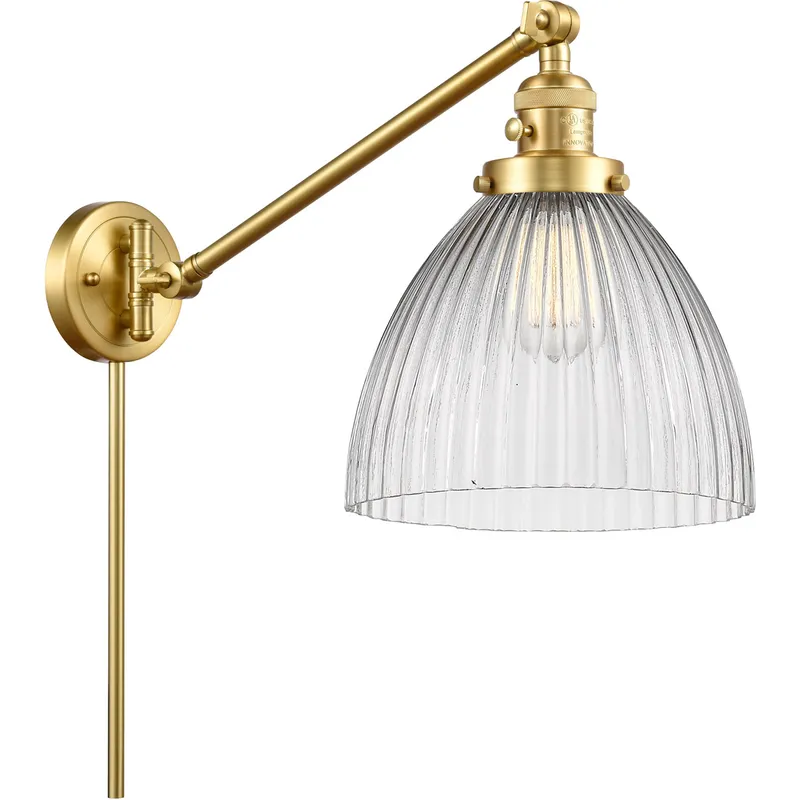 Seneca Falls 18 inch 60.00 watt Satin Gold Swing Arm Wall Light, Franklin Restoration