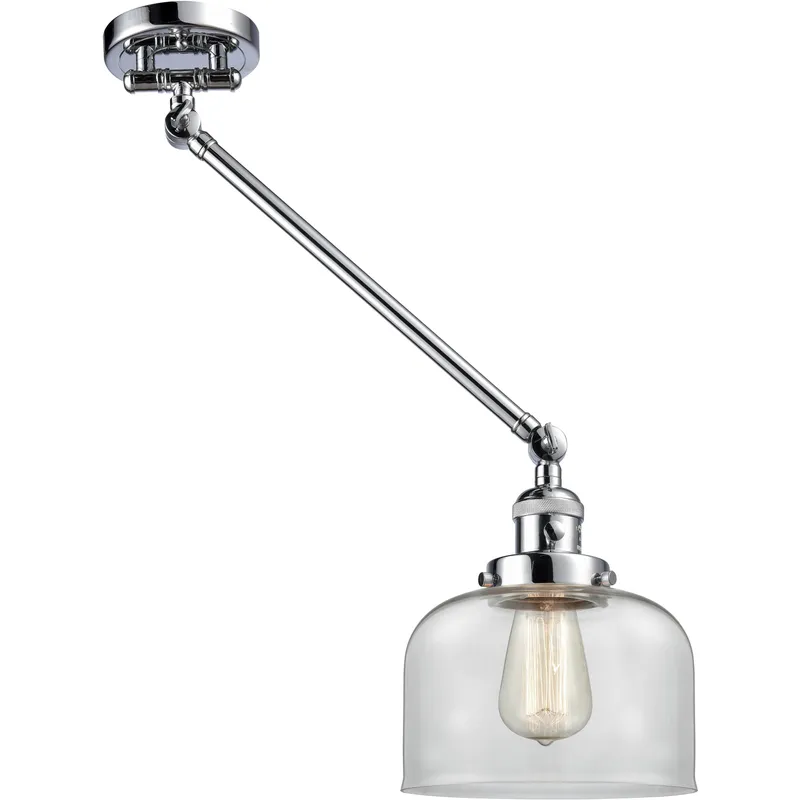 Large Bell 21 inch 60.00 watt Polished Chrome Swing Arm Wall Light, Franklin Restoration