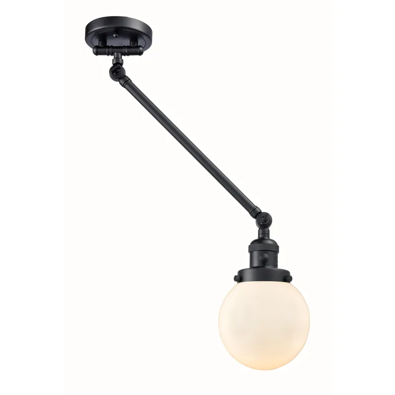 Beacon 21 inch 60.00 watt Matte Black Swing Arm Wall Light, Franklin Restoration