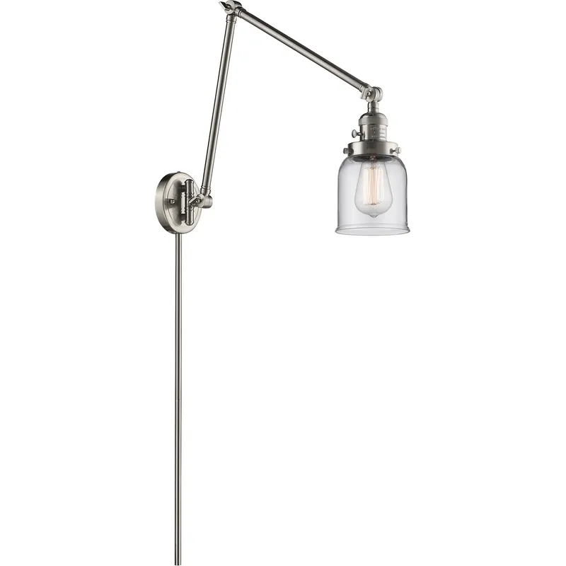 Small Bell 30 inch 60.00 watt Satin Nickel Swing Arm Wall Light, Franklin Restoration