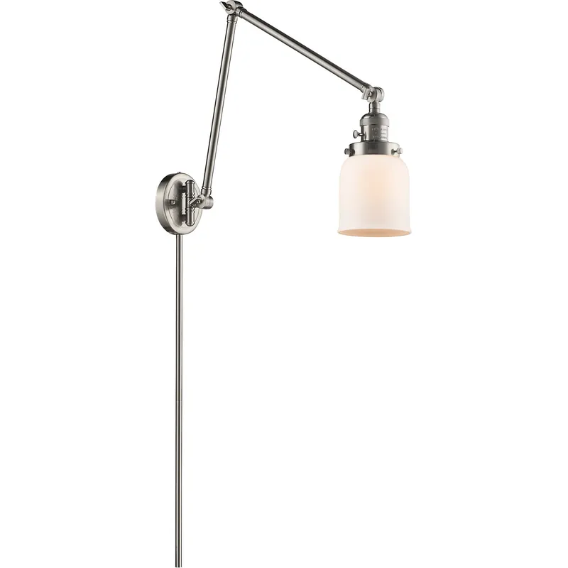 Small Bell 30 inch 60.00 watt Satin Nickel Swing Arm Wall Light, Franklin Restoration