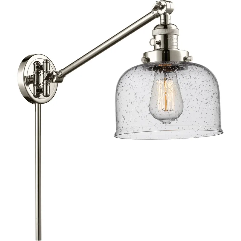 Large Bell 21 inch 60.00 watt Polished Nickel Swing Arm Wall Light, Franklin Restoration