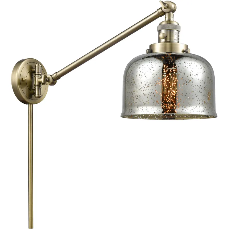 Large Bell 30 inch 60.00 watt Antique Brass Swing Arm Wall Light, Franklin Restoration