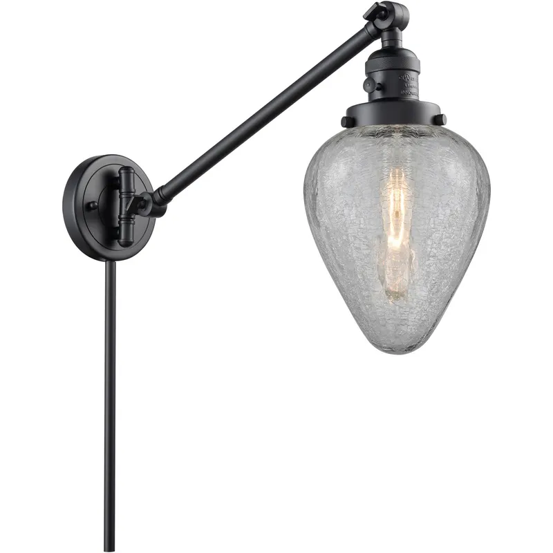 Geneseo 35 inch 3.50 watt Matte Black Swing Arm Wall Light, Franklin Restoration
