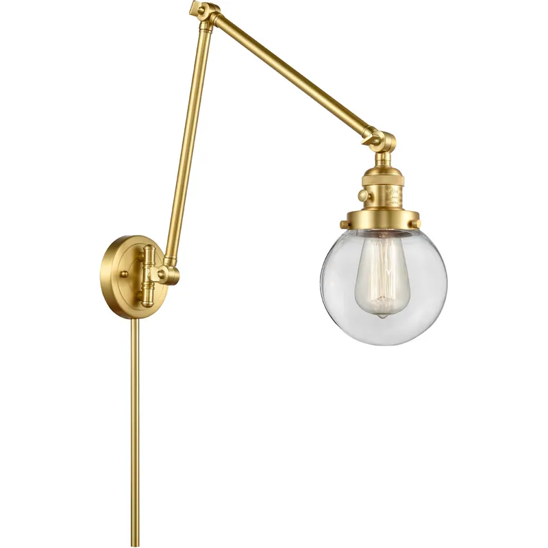 Beacon 30 inch 60.00 watt Satin Gold Swing Arm Wall Light, Franklin Restoration