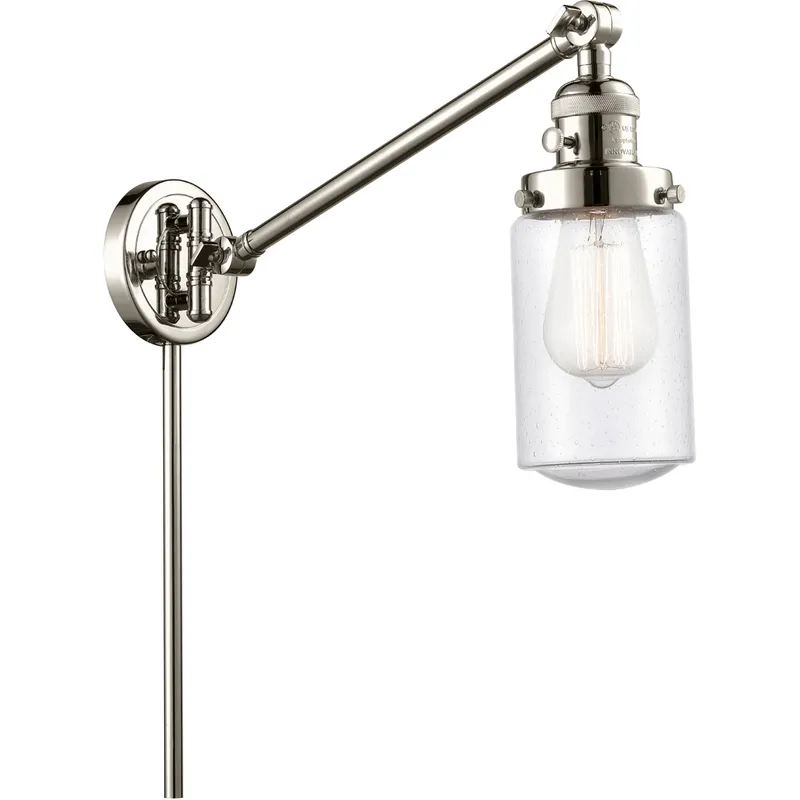 Dover 30 inch 60.00 watt Polished Nickel Swing Arm Wall Light, Franklin Restoration