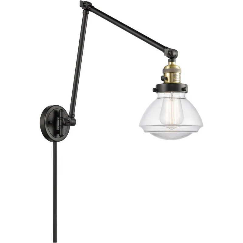 Olean 28 inch 3.50 watt Black Antique Brass Swing Arm Wall Light, Franklin Restoration