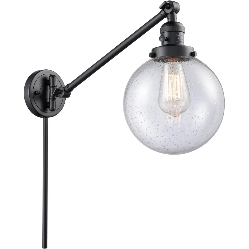 Large Beacon 21 inch 60.00 watt Matte Black Swing Arm Wall Light, Franklin Restoration