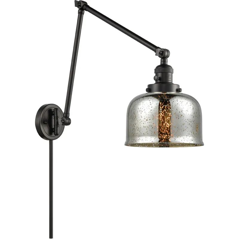 Large Bell 30 inch 3.50 watt Matte Black Swing Arm Wall Light, Franklin Restoration