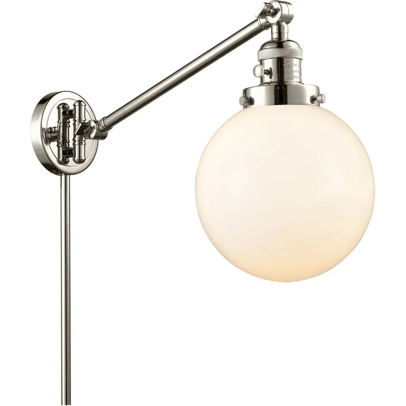 Large Beacon 21 inch 60.00 watt Polished Nickel Swing Arm Wall Light, Franklin Restoration
