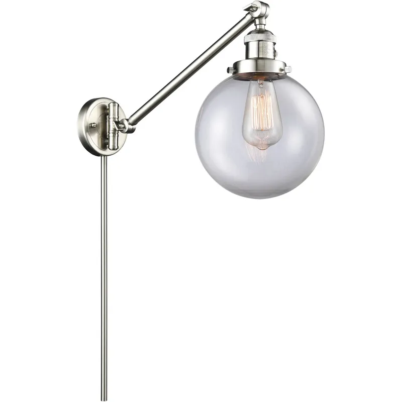 Large Beacon 21 inch 60.00 watt Satin Nickel Swing Arm Wall Light, Franklin Restoration