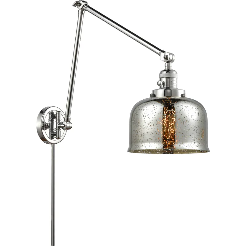 Large Bell 30 inch 3.50 watt Polished Chrome Swing Arm Wall Light, Franklin Restoration