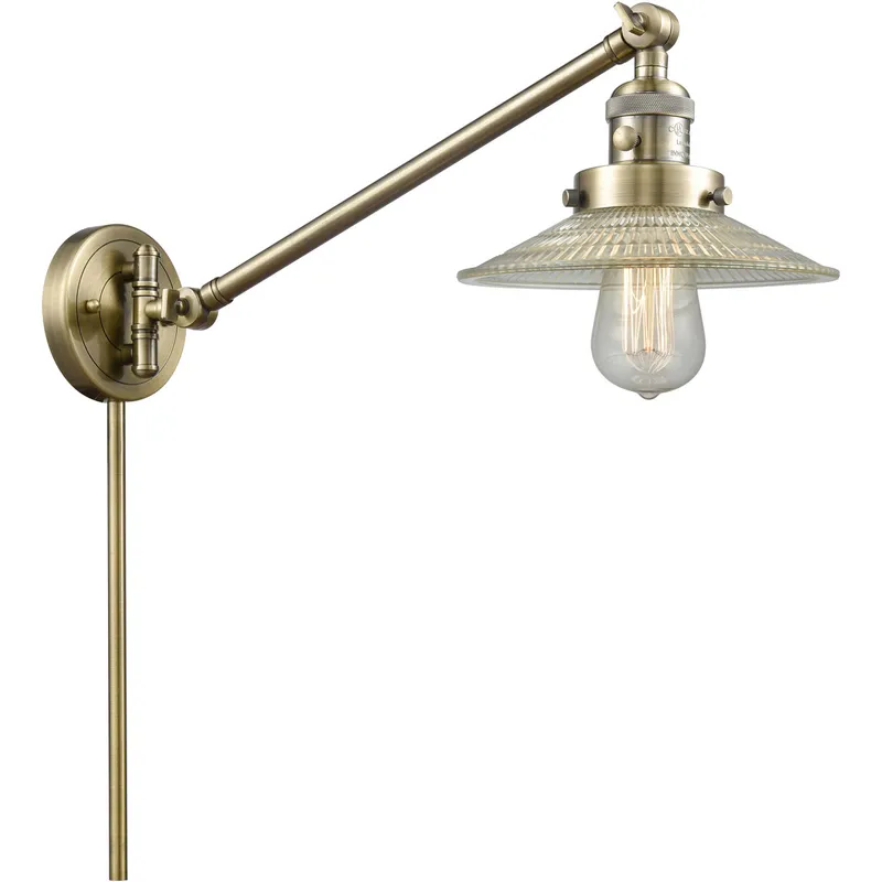 Halophane 21 inch 3.50 watt Antique Brass Swing Arm Wall Light, Franklin Restoration