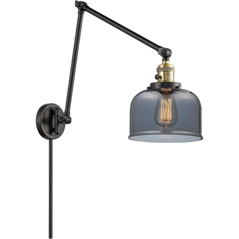 Large Bell 30 inch 3.50 watt Black Antique Brass Swing Arm Wall Light, Franklin Restoration