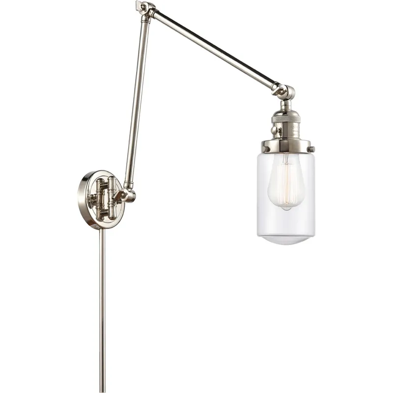 Dover 30 inch 3.50 watt Polished Nickel Swing Arm Wall Light, Franklin Restoration