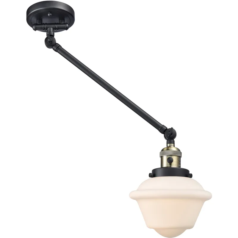 Small Oxford 30 inch 60.00 watt Black Antique Brass Swing Arm Wall Light, Franklin Restoration