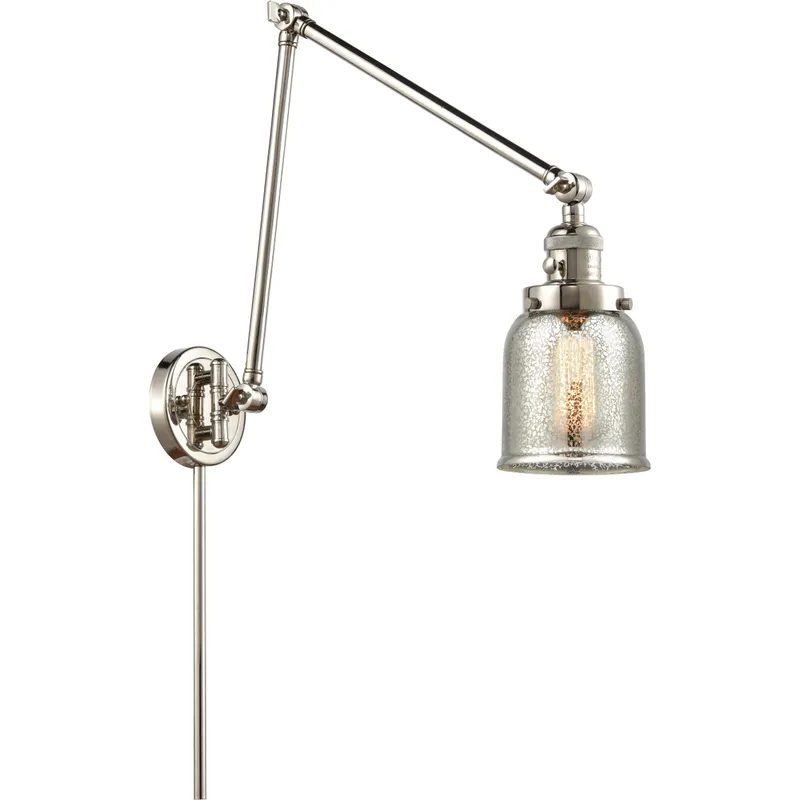 Small Bell 30 inch 60.00 watt Polished Nickel Swing Arm Wall Light, Franklin Restoration