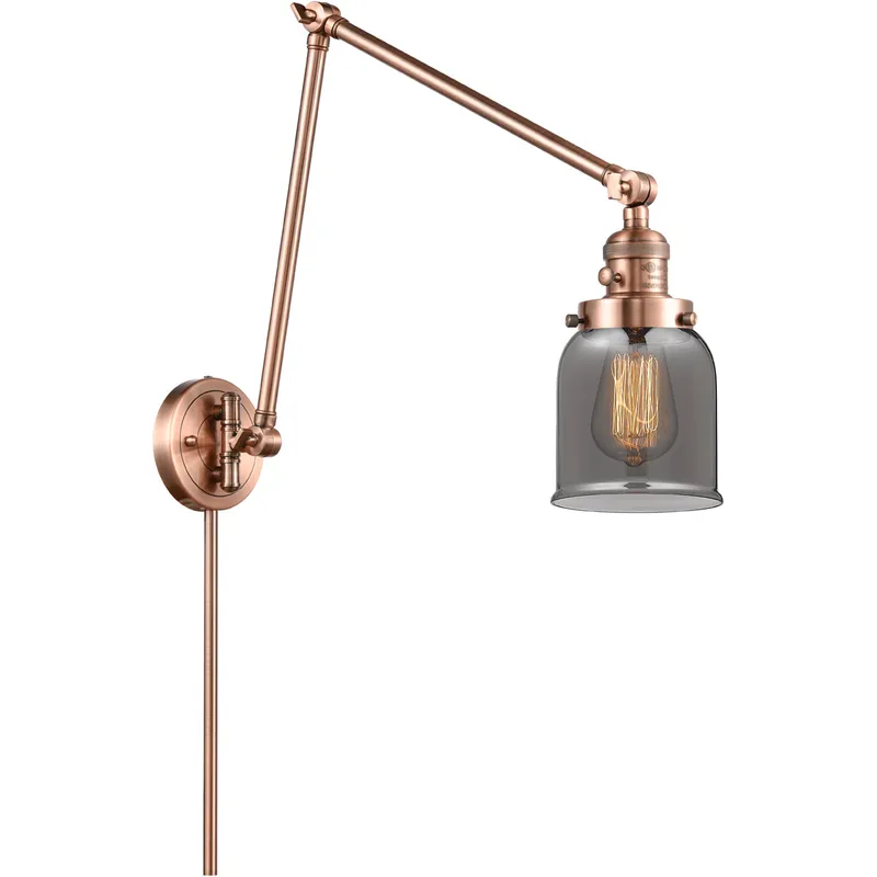 Small Bell 30 inch 60.00 watt Antique Copper Swing Arm Wall Light, Franklin Restoration