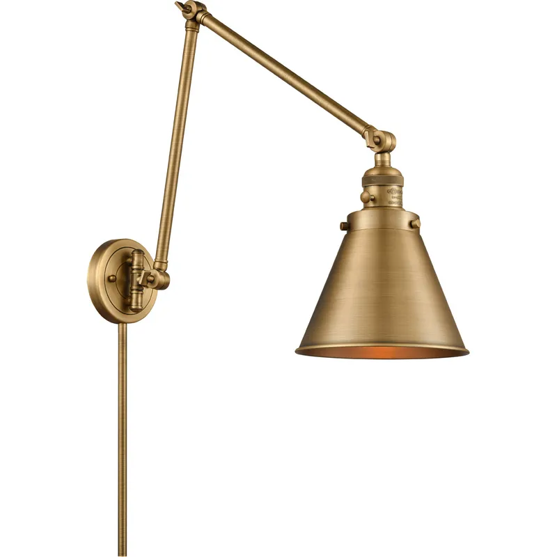 Appalachian 30 inch 100 watt Brushed Brass Swing Arm Wall Light, Franklin Restoration