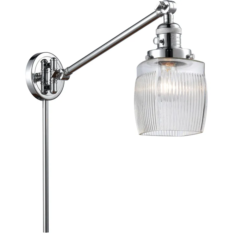 Colton 30 inch 60.00 watt Polished Chrome Swing Arm Wall Light, Franklin Restoration