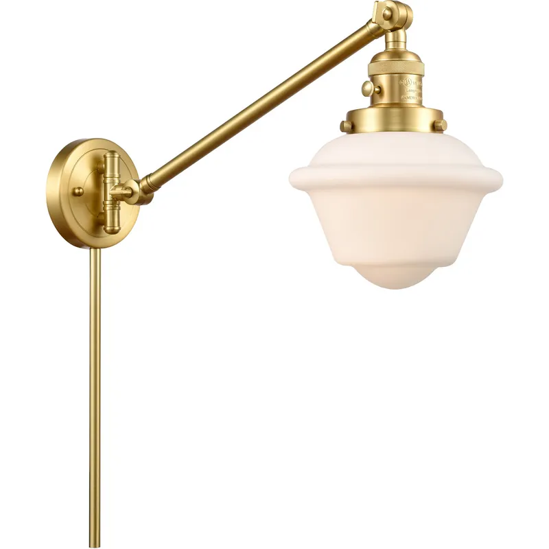 Small Oxford 30 inch 60.00 watt Satin Gold Swing Arm Wall Light, Franklin Restoration