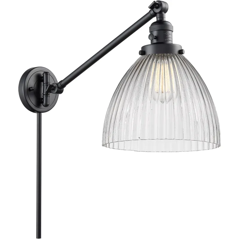 Seneca Falls 18 inch 60.00 watt Matte Black Swing Arm Wall Light, Franklin Restoration