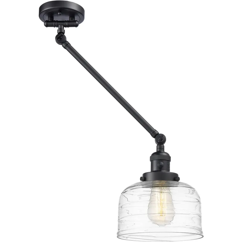 Franklin Restoration Bell 21 inch 60.00 watt Matte Black Swing Arm Wall Light