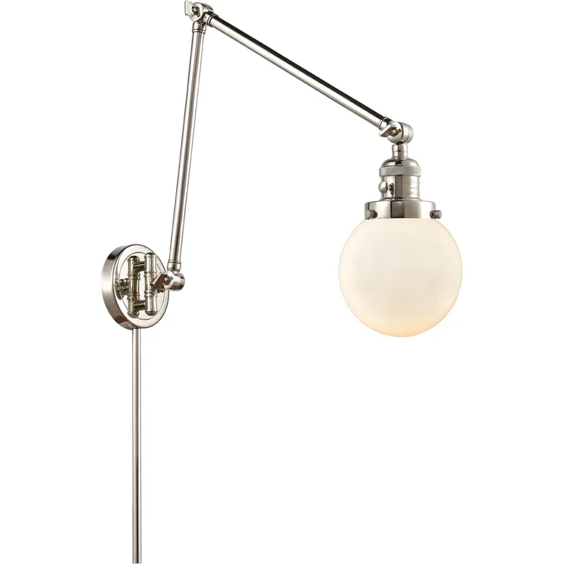Beacon 30 inch 60.00 watt Polished Nickel Swing Arm Wall Light, Franklin Restoration