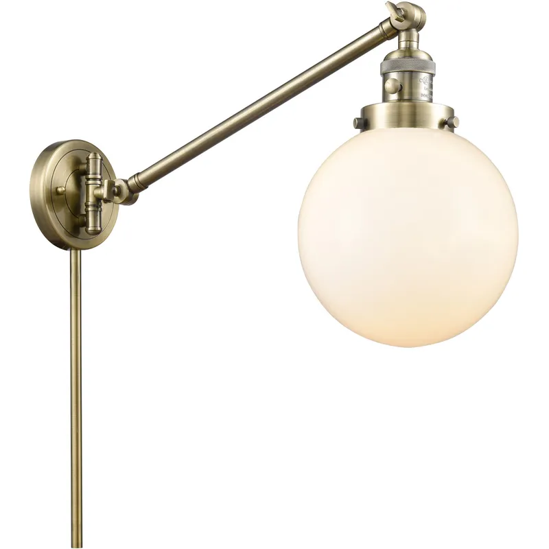 Large Beacon 21 inch 60.00 watt Antique Brass Swing Arm Wall Light, Franklin Restoration