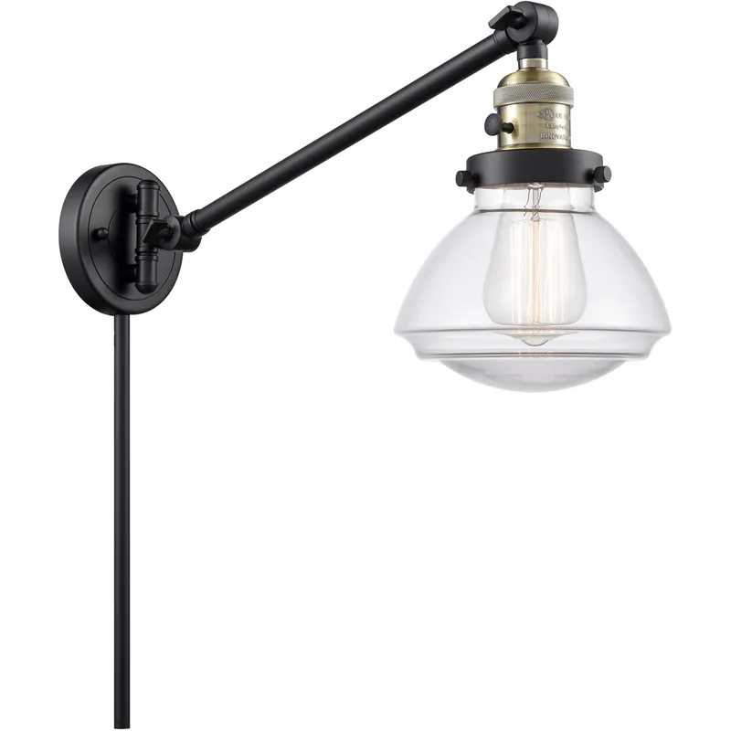Olean 18 inch 60.00 watt Black Antique Brass Swing Arm Wall Light, Franklin Restoration
