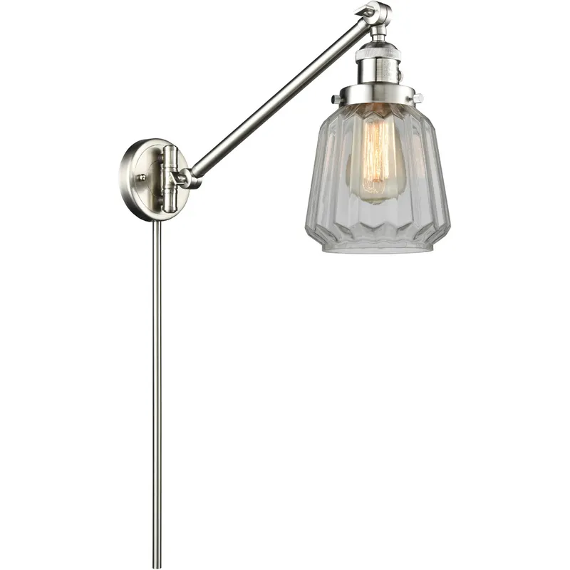 Chatham 35 inch 60.00 watt Satin Nickel Swing Arm Wall Light, Franklin Restoration