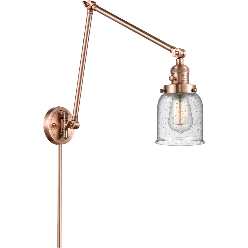 Small Bell 30 inch 60.00 watt Antique Copper Swing Arm Wall Light, Franklin Restoration